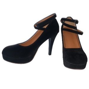 NEW Faux Suede Platform Heel with Ankle Strap